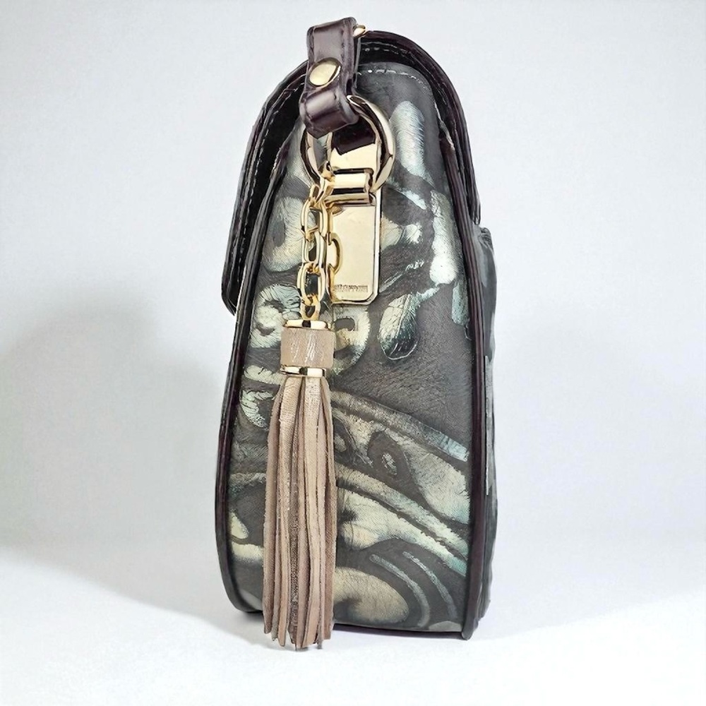 New Authentic Brahmin Lizzie Bronze Grazioso Crossbody Genuine Leather Bag - Picture 4 of 10